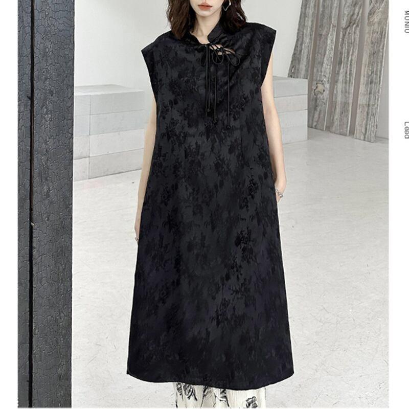 【YIDAOシリーズ】★チャイナ風ワンピース★ 中華服 ブラック 黒い 改良型チャイナドレス スリット - ChinChic