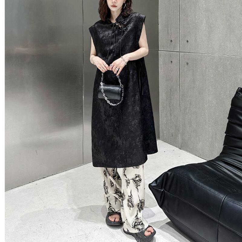 【YIDAOシリーズ】★チャイナ風ワンピース★ 中華服 ブラック 黒い 改良型チャイナドレス スリット - ChinChic