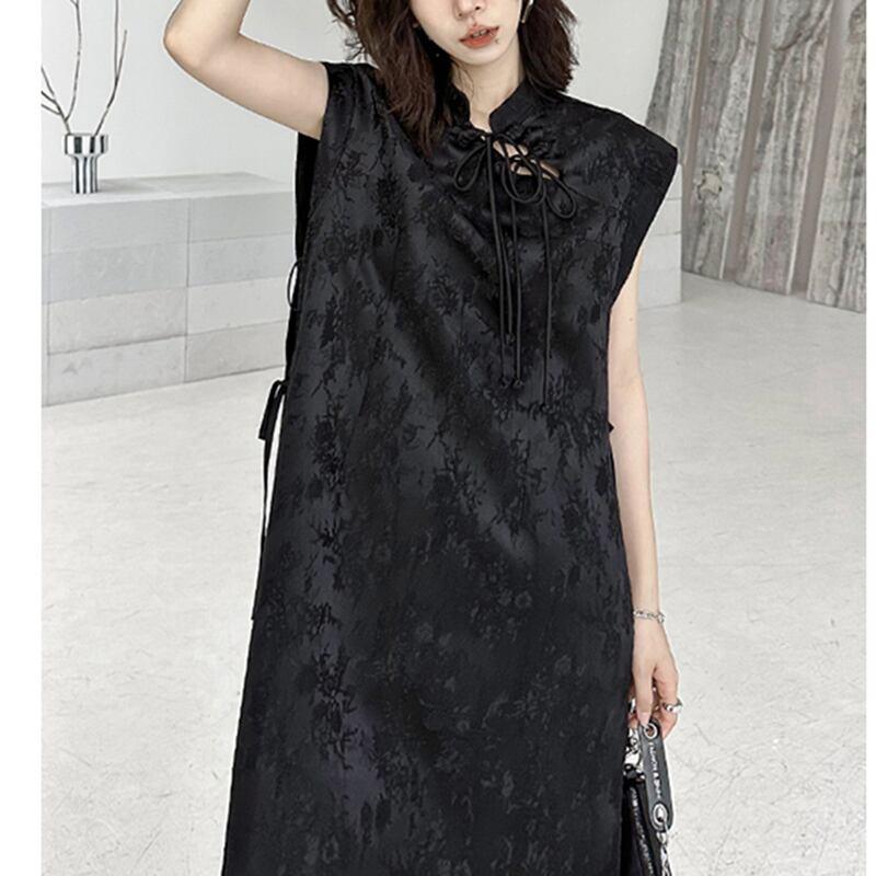 【YIDAOシリーズ】★チャイナ風ワンピース★ 中華服 ブラック 黒い 改良型チャイナドレス スリット - ChinChic