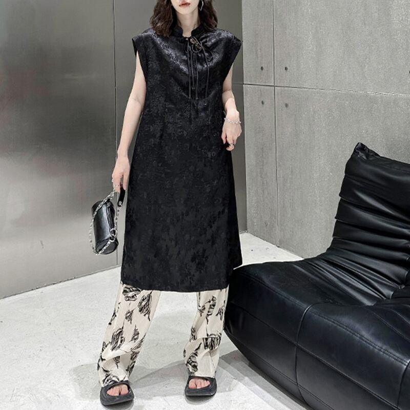 【YIDAOシリーズ】★チャイナ風ワンピース★ 中華服 ブラック 黒い 改良型チャイナドレス スリット - ChinChic
