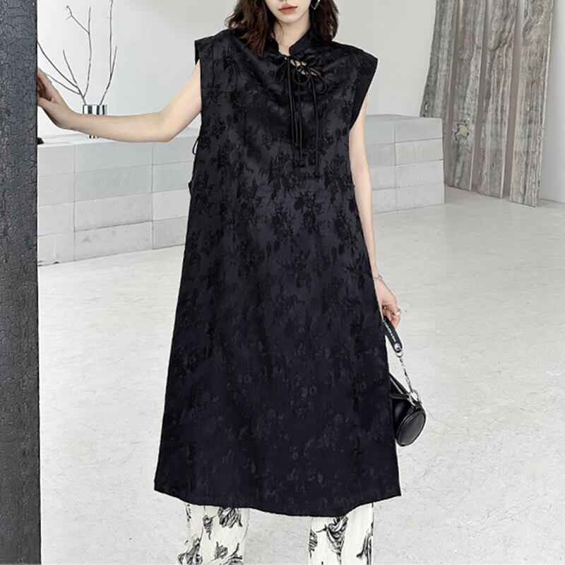 【YIDAOシリーズ】★チャイナ風ワンピース★ 中華服 ブラック 黒い 改良型チャイナドレス スリット - ChinChic