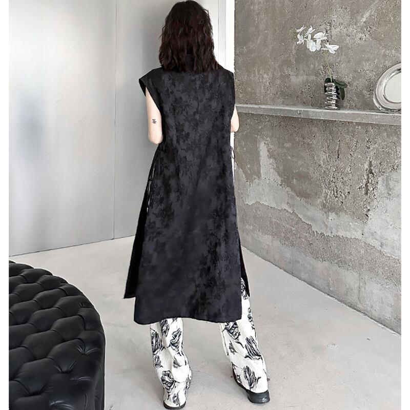 【YIDAOシリーズ】★チャイナ風ワンピース★ 中華服 ブラック 黒い 改良型チャイナドレス スリット - ChinChic