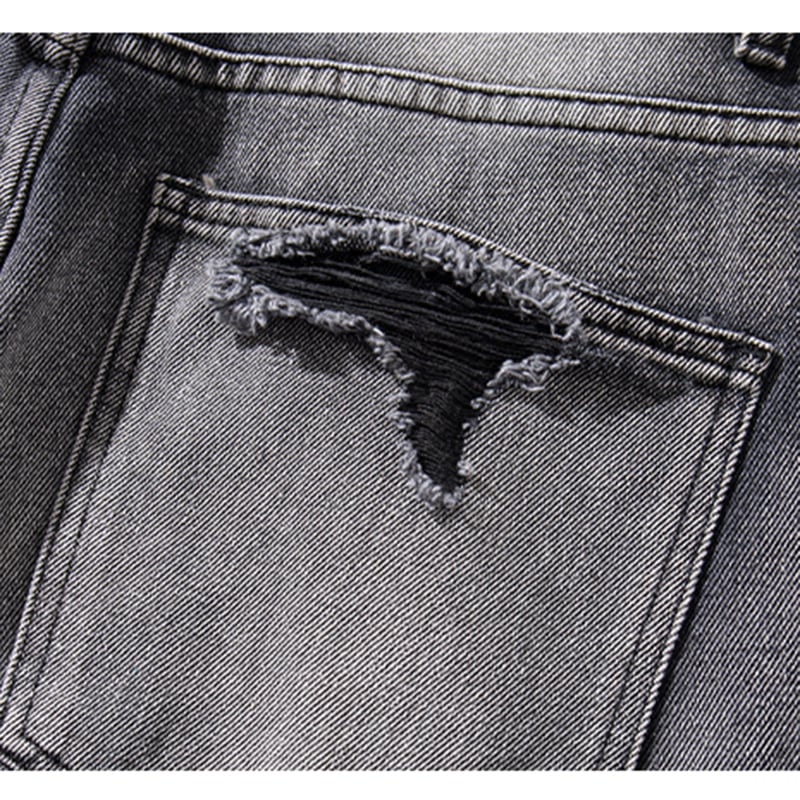 【GZXXシリーズ】デニムパンツ レディース メンズ ボトムス ダメージ加工 黒灰色 おしゃれ