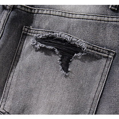 【GZXXシリーズ】デニムパンツ レディース メンズ ボトムス ダメージ加工 黒灰色 おしゃれ