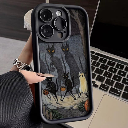 【WLJYシリーズ】猫柄携帯ケース 3色 黒 赤 白 アイフォン対応 IPHONE15 IPHONE14 IPHONE13 IPHONE12/11/XS/XR