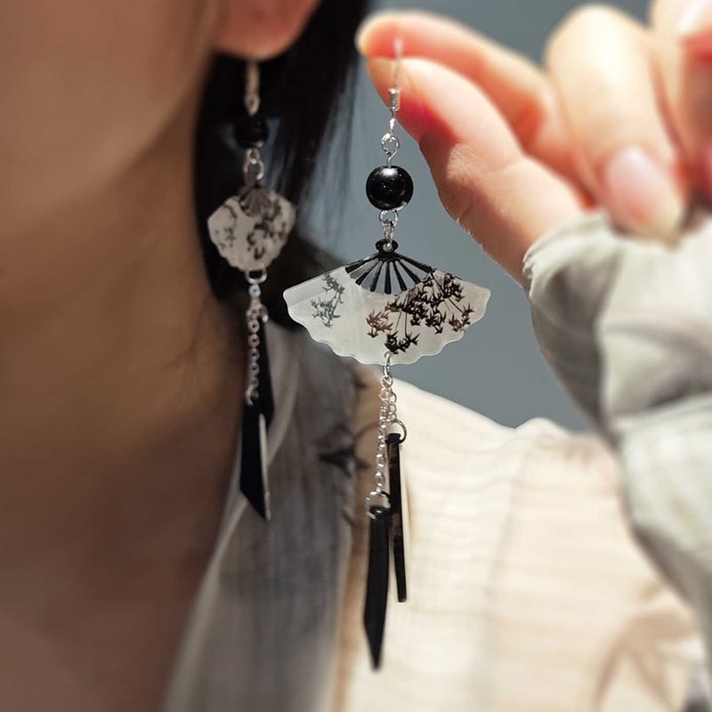 Julyシリーズ】☆オリエンタルデザインの竹柄扇子アクセサリー