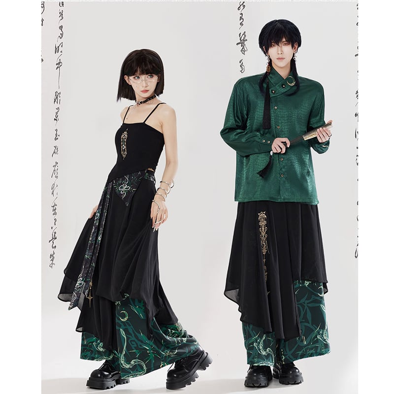 【卿棠---幽篁玉京シリーズ】チャイナ風キャミソール 刺繍入り レディース セクシー ブラック トップス