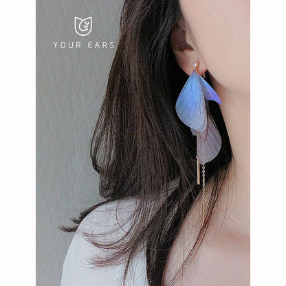 【YOUR EARSシリーズ】チャイナ風耳飾り 2色 3タイプ ピアス イヤリング イヤーフック ペア 小物 アクセサリー レディース 蝶々の翼 緑 青