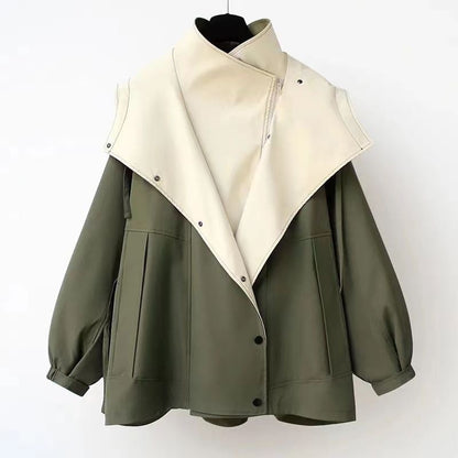 【SHENQIシリーズ】3色 フェイクレイヤード 帽子付き レディース アウター ジャケット