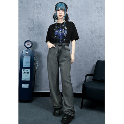 【古怪舍---無聲沼澤シリーズ】★デニムパンツ★ ボトムス ズボン 着痩せ 合わせやすい シンプル