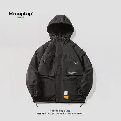 【MMOPTOPシリーズ】綿入れコート フード付き 男女兼用 冬用ジャケット 2色配色