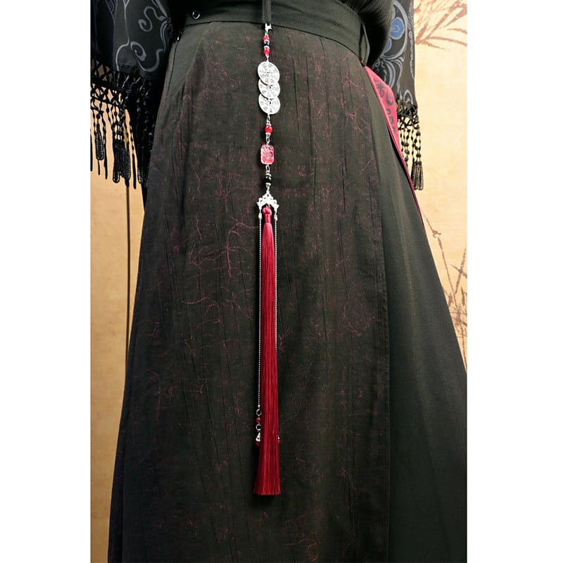 【古怪舍---山风逐玉シリーズ】チャイナ風飾り物 フリンジ アクセサリー 2色 漢服装飾 グリーン レッド