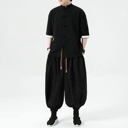 【JUNYIシリーズ】チャイナ風シャツ トップス 5色 男女兼用 メンズ 大きいサイズ シンプル 中華服
