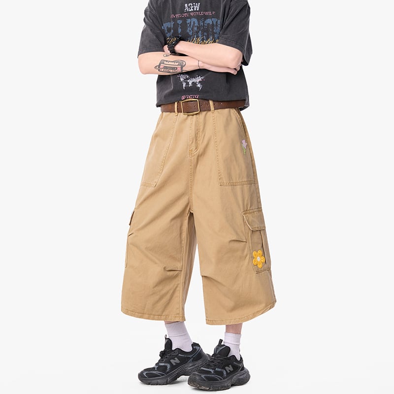 【KADISHOUシリーズ】カジュアルムパンツ 七分丈 ボトムス 男女兼用 メンズ 花柄 5色展開