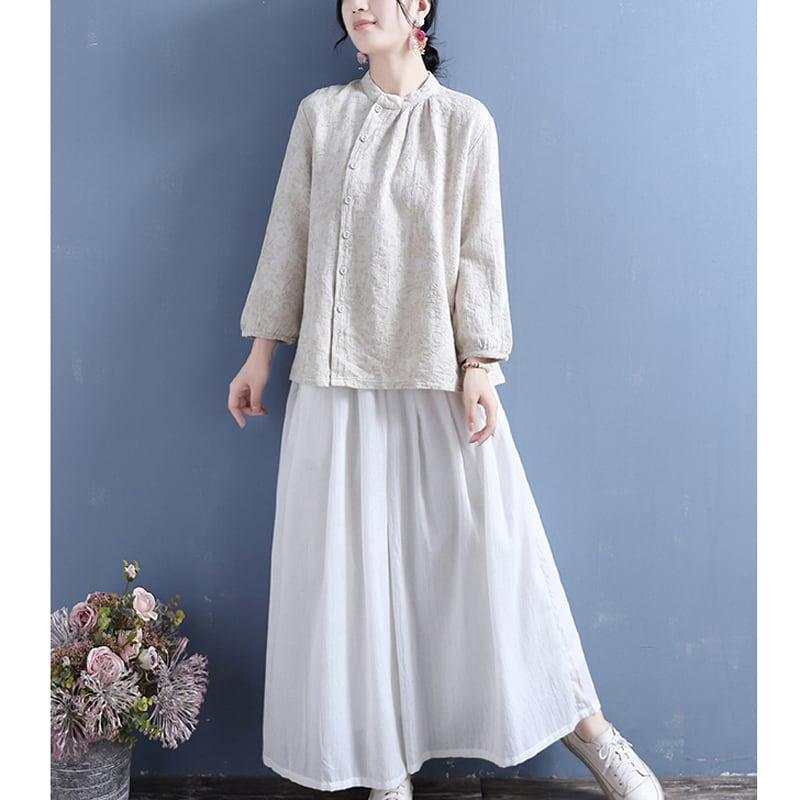 【清裊シリーズ】★チャイナ風トップス★ 2COLOR 着痩せ 中華服 シンプル 合わせやすい シャツ カジュアル - ChinChic
