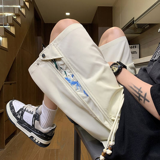 【KADISHOUシリーズ】チャイナ風ズボン 4色 ボトムス ショートパンツ 短パン 男女兼用 大きいサイズ ファスナー付き