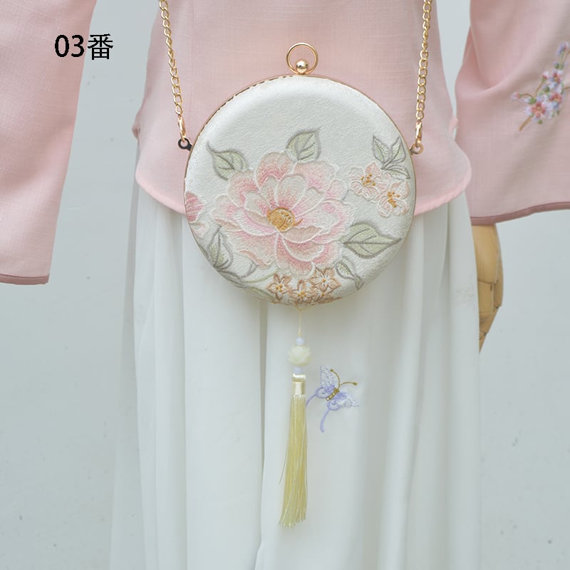 【SHULIシリーズ】チャイナ風 バッグ パーティーバッグ 結婚式 手持ちショルダー 刺繍 サークル 5タイプ選択可