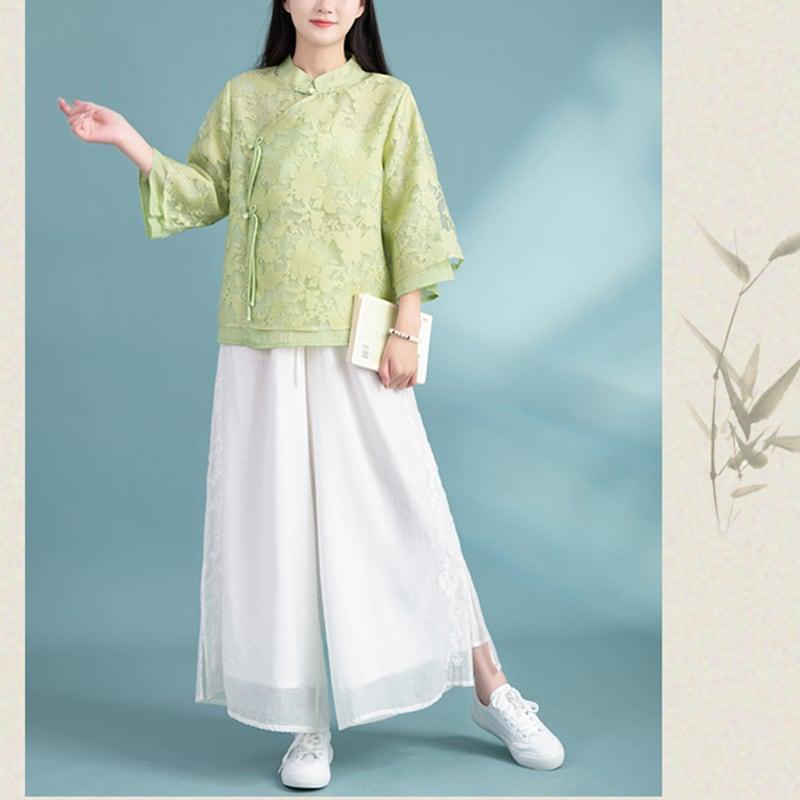 【清裊シリーズ】★チャイナ風トップス★ 3COLOR チャイナ風シャツ 中華服 夏服 涼しい 中華服 唐装 レトロ - ChinChic