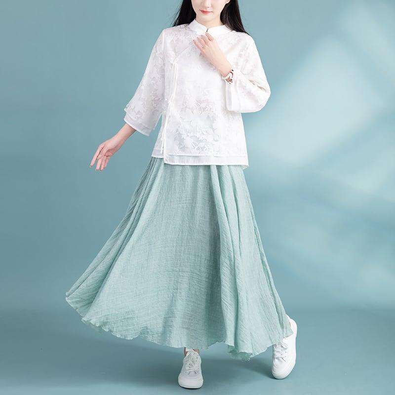 【清裊シリーズ】★チャイナ風トップス★ 3COLOR チャイナ風シャツ 中華服 夏服 涼しい 中華服 唐装 レトロ - ChinChic