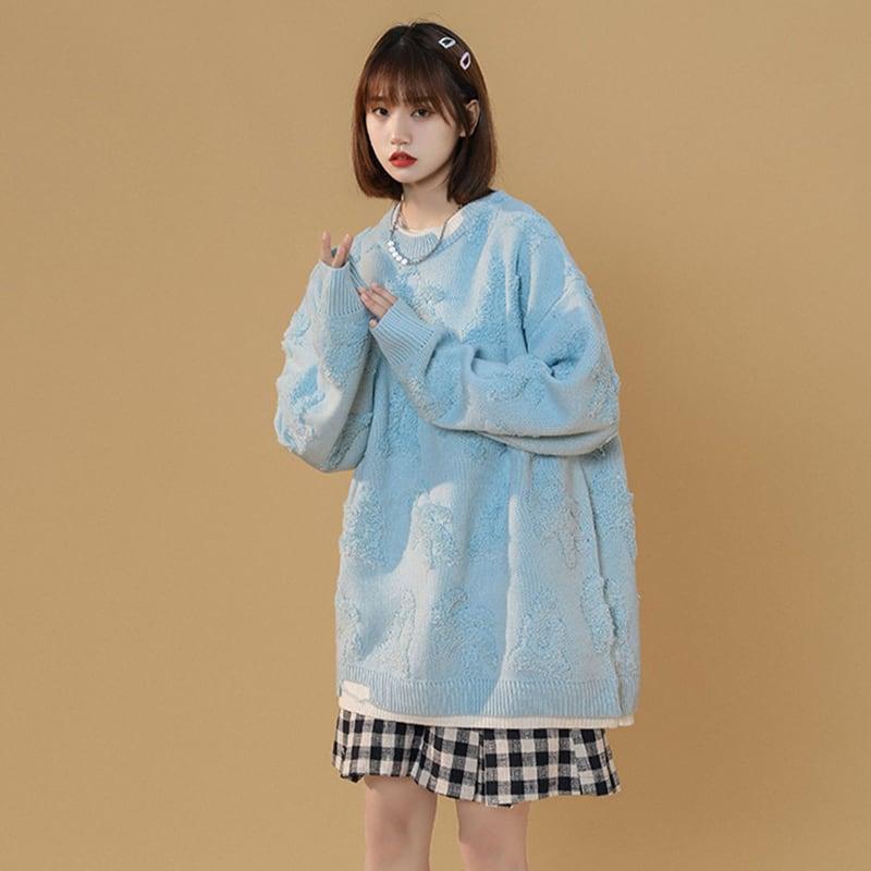 【藤伊曼シリーズ】★セーター★ 3COLOR トップス 男女兼用 メンズ ピンク ブラック ブルー 可愛い - ChinChic