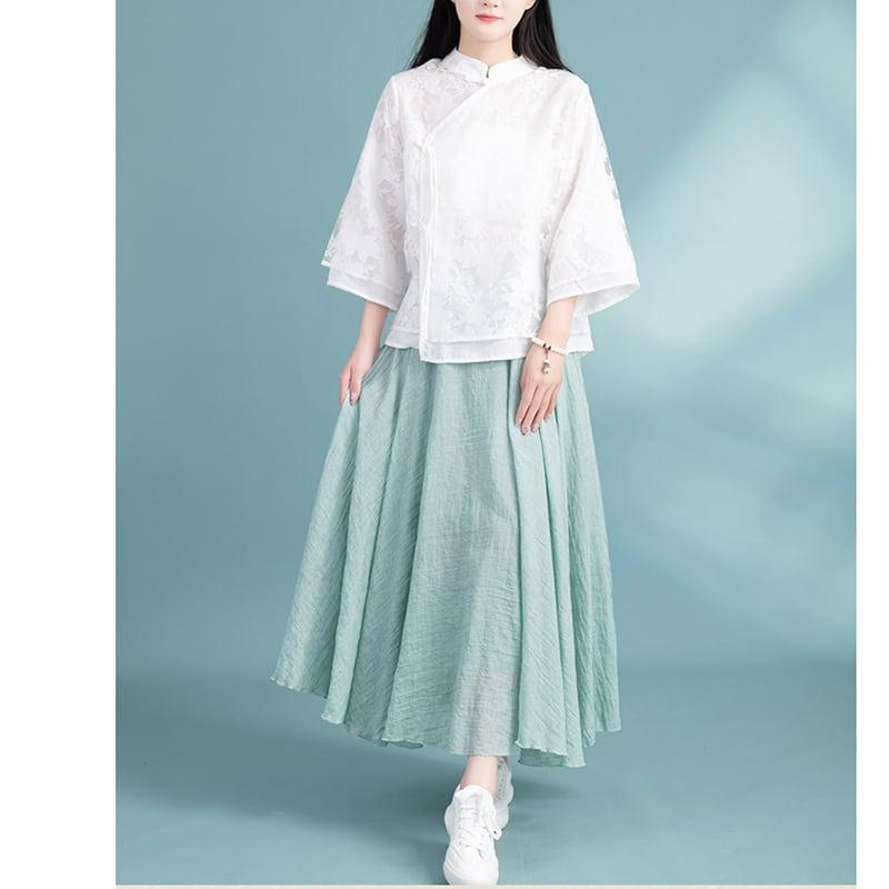【清裊シリーズ】★チャイナ風トップス★ 3COLOR チャイナ風シャツ 中華服 夏服 涼しい 中華服 唐装 レトロ - ChinChic