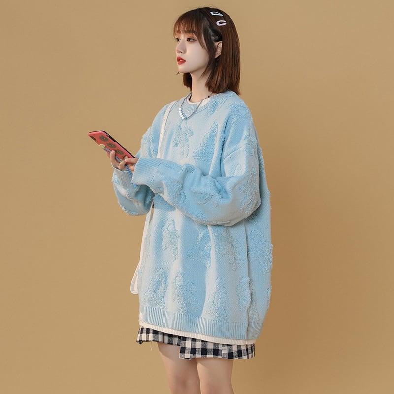 【藤伊曼シリーズ】★セーター★ 3COLOR トップス 男女兼用 メンズ ピンク ブラック ブルー 可愛い - ChinChic