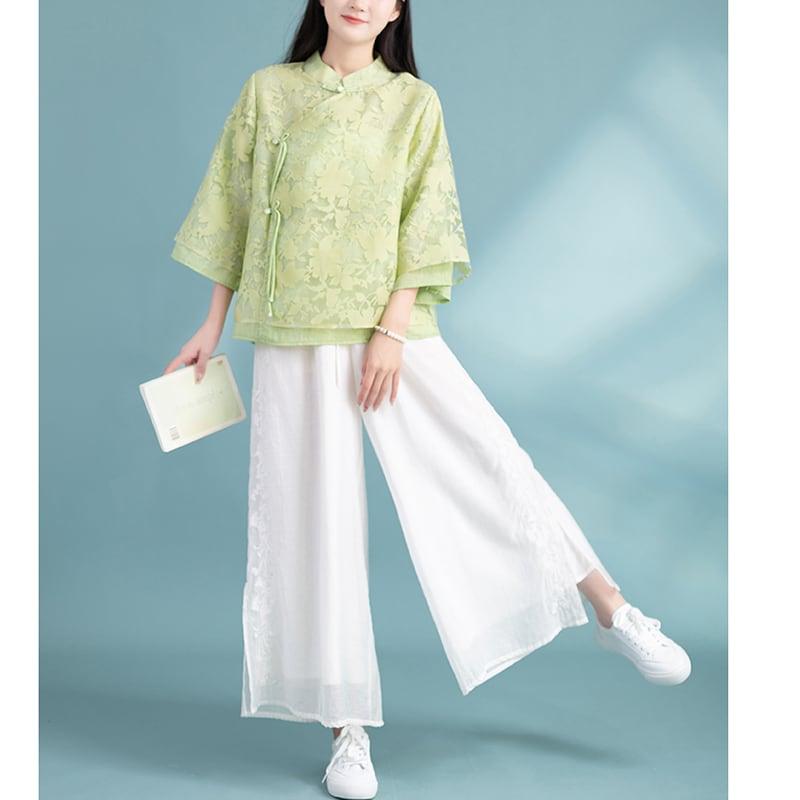 【清裊シリーズ】★チャイナ風トップス★ 3COLOR チャイナ風シャツ 中華服 夏服 涼しい 中華服 唐装 レトロ - ChinChic