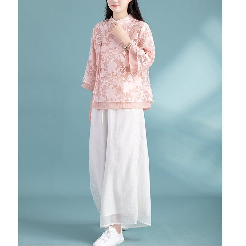 【清裊シリーズ】★チャイナ風トップス★ 3COLOR チャイナ風シャツ 中華服 夏服 涼しい 中華服 唐装 レトロ - ChinChic