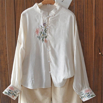 【清裊シリーズ】★チャイナ風トップス★ 4COLOR シャツ 夏服 春服 刺繍 長袖シャツ 気質アップ 可愛い - ChinChic