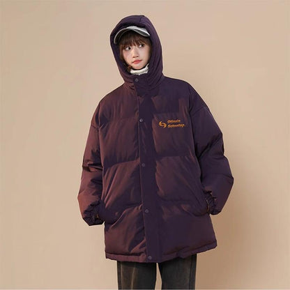 【藤伊曼シリーズ】★冬用コート★ 4COLOR 綿入れコート アウター 厚て 暖か 男女兼用 メンズ 大きいサイズ 緑 黒 紫 灰 - ChinChic