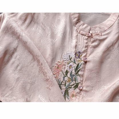 【清裊シリーズ】★チャイナ風トップス★ 4COLOR シャツ 夏服 春服 刺繍 長袖シャツ 気質アップ 可愛い - ChinChic