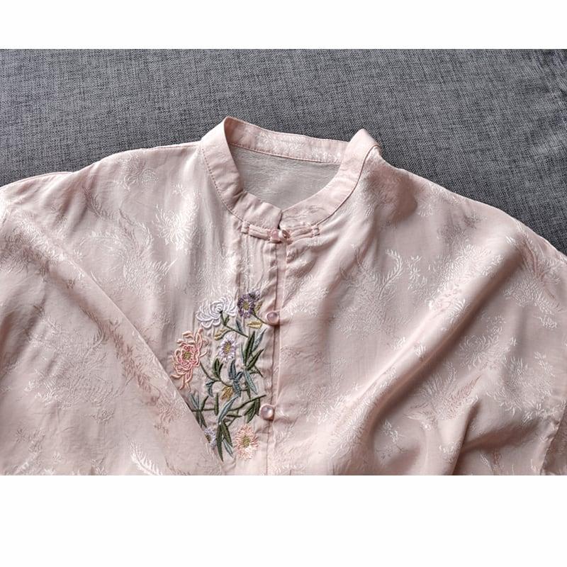 【清裊シリーズ】★チャイナ風トップス★ 4COLOR シャツ 夏服 春服 刺繍 長袖シャツ 気質アップ 可愛い - ChinChic