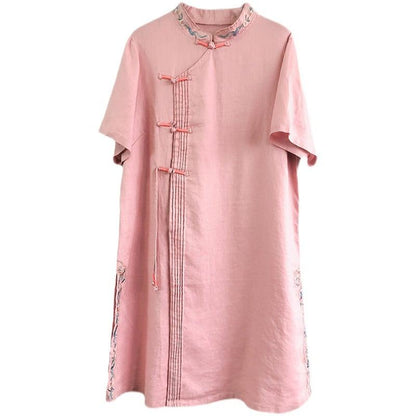 【幸福紀シリーズ】★チャイナ風シャツ★ 4COLOR ロングシャツ 民族風 ブルー ホワイト ピンク イエロー - ChinChic