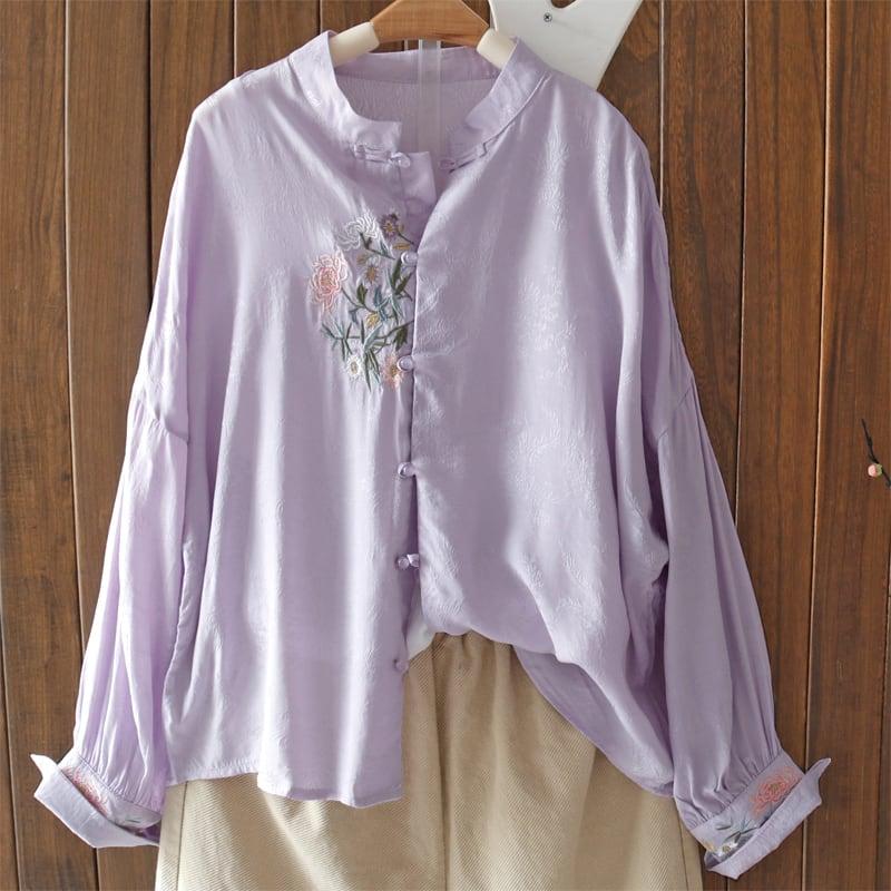 【清裊シリーズ】★チャイナ風トップス★ 4COLOR シャツ 夏服 春服 刺繍 長袖シャツ 気質アップ 可愛い - ChinChic