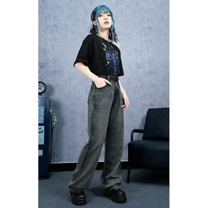 【古怪舍---無聲沼澤シリーズ】★デニムパンツ★ ボトムス ズボン 着痩せ 合わせやすい シンプル