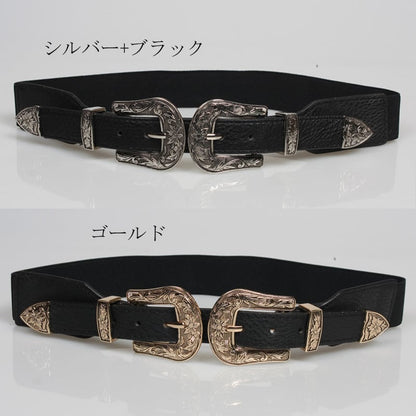 【BLUEYEEシリーズ】2色 PU ゴム 男女兼用 ベルト アクセサリー 小物 デザイン性 ブラック