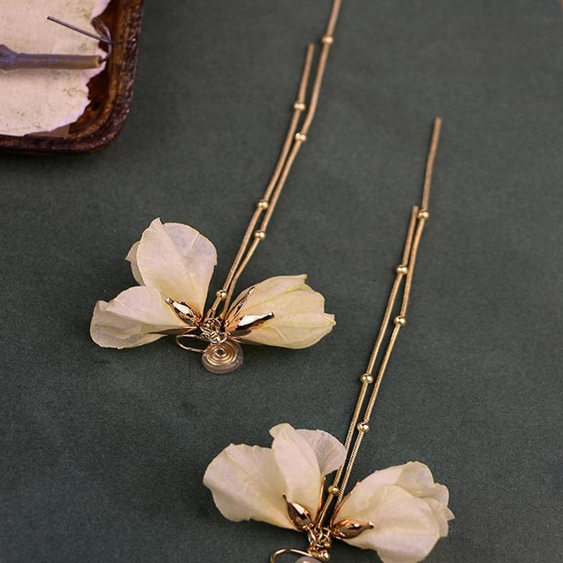 【YOUR EARSシリーズ】チャイナ風耳飾り 3タイプ ピアス イヤリング イヤーフック ペア レディース アクセサリー 花