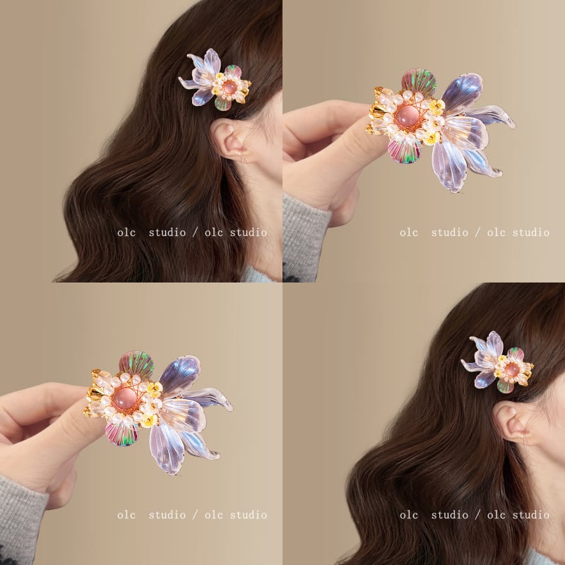【LUOXIシリーズ】チャイナ風ヘアピン ペア2個 レディース 金魚 デザイン 彩り 可愛い デート プレゼント