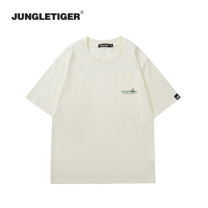 【JUNGLETIGERシリーズ】Tシャツ 5色 トップス 半袖 男女兼用 メンズ コットン 黒 白 灰 緑 パンダ