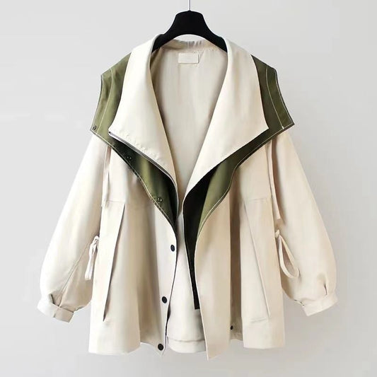 【SHENQIシリーズ】3色 フェイクレイヤード 帽子付き レディース アウター ジャケット