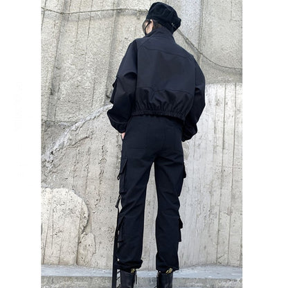 【HEIDIANシリーズ】ショート丈アウター ジャケット おしゃれ デザイン性あり ブラック 黒 M L XL 2XL
