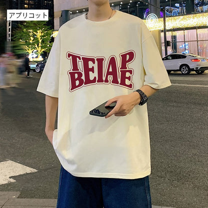 【FIZZEシリーズ】Tシャツ 6色 トップス 半袖 男女兼用 大きいサイズ コットン アルファベット 黒 白 赤 灰 黄