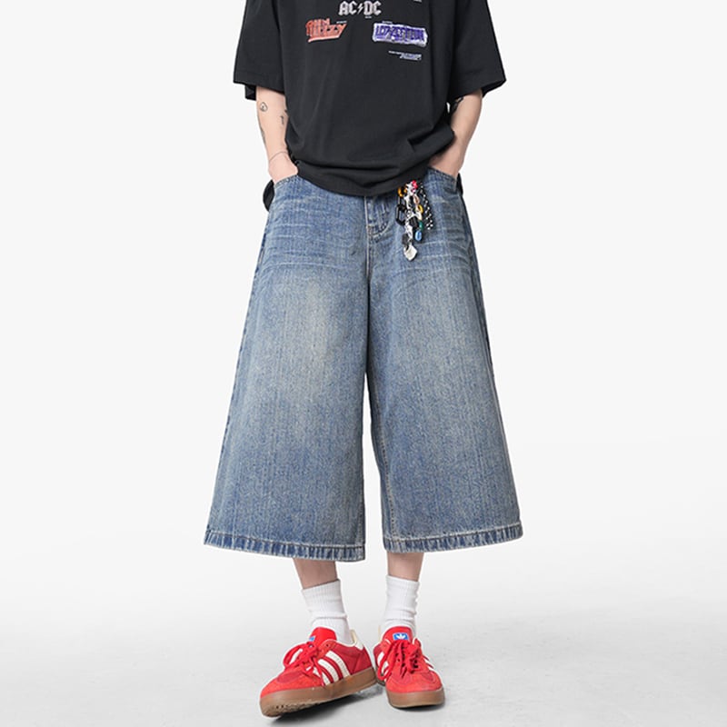 【KADISHOUシリーズ】カジュアルパンツ 七分丈 ズボン ボトムス 男女兼用 チェック柄 ブルー ブラック 2色展開