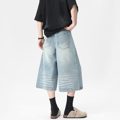 【KADISHOUシリーズ】カジュアルパンツ 七分丈 デニムパンツ ズボン ボトムス 男女兼用 メンズ レディース ブルー ブラック