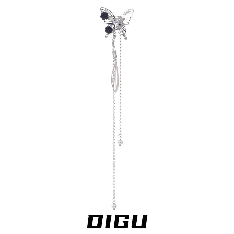 【DIGUシリーズ】チャイナ風イヤーカフ 1個 レディース 蝶々デザイン ロング丈 左耳OR右耳用 アクセサリー 小物