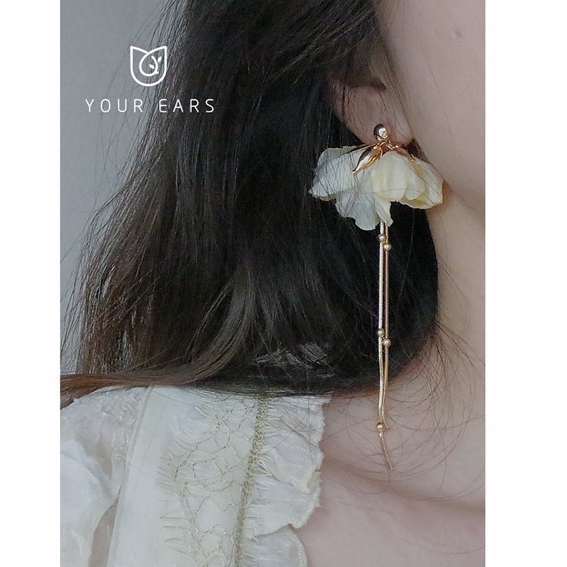 【YOUR EARSシリーズ】チャイナ風耳飾り 3タイプ ピアス イヤリング イヤーフック ペア レディース アクセサリー 花