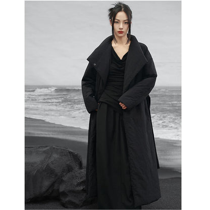 【大青龍肆シリーズ】チャイナ風コート 綿入り ブラック 冬服 暖かい ロング丈 レディース