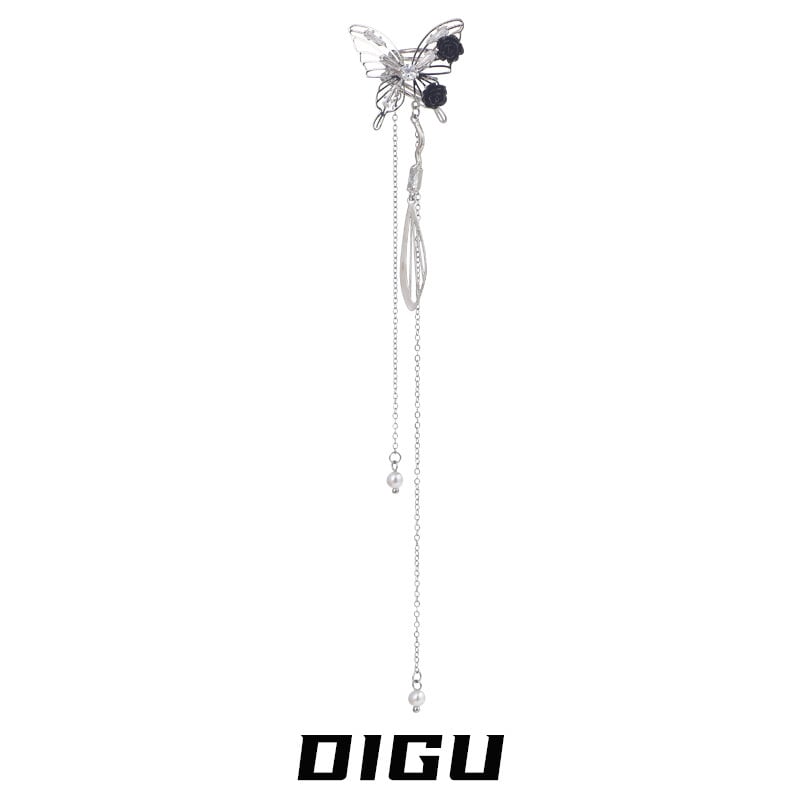 【DIGUシリーズ】チャイナ風イヤーカフ 1個 レディース 蝶々デザイン ロング丈 左耳OR右耳用 アクセサリー 小物