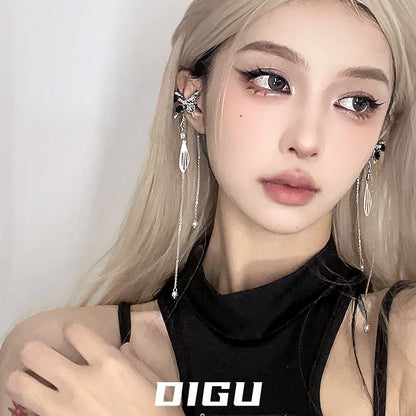 【DIGUシリーズ】チャイナ風イヤーカフ 1個 レディース 蝶々デザイン ロング丈 左耳OR右耳用 アクセサリー 小物