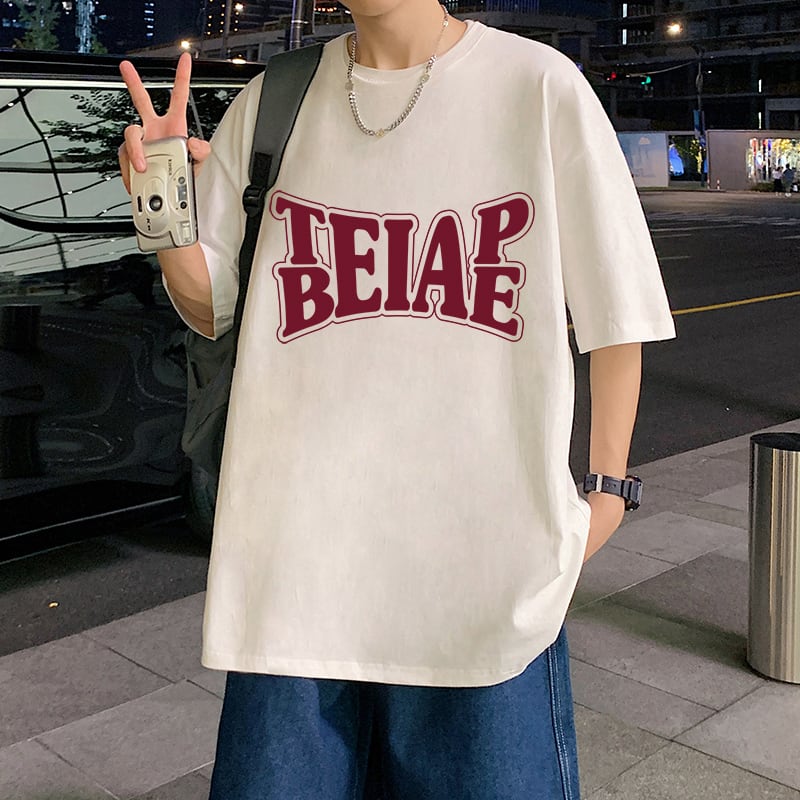 【FIZZEシリーズ】Tシャツ 6色 トップス 半袖 男女兼用 大きいサイズ コットン アルファベット 黒 白 赤 灰 黄